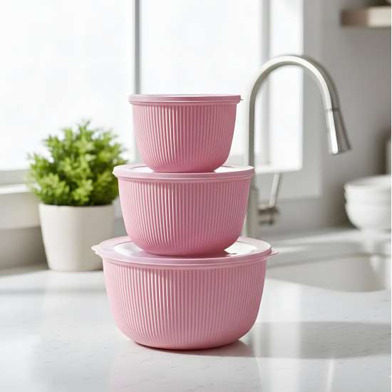 Plastic Tupperware Set - 3 Pieces